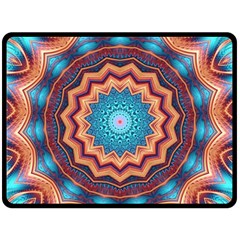 Blue Feather Mandala Fleece Blanket (large)  by designworld65