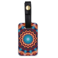 Blue Feather Mandala Luggage Tags (one Side) 