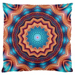 Blue Feather Mandala Large Cushion Case (one Side) by designworld65