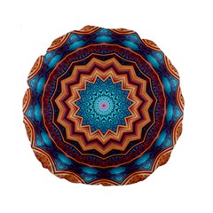 Blue Feather Mandala Standard 15  Premium Round Cushions by designworld65