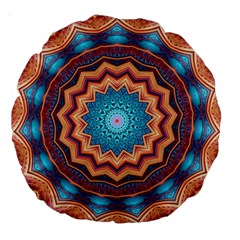 Blue Feather Mandala Large 18  Premium Round Cushions