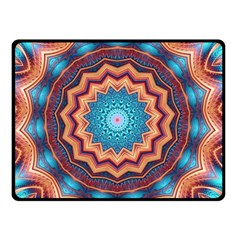 Blue Feather Mandala Double Sided Fleece Blanket (small)  by designworld65