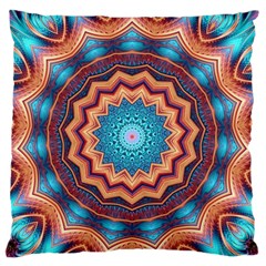 Blue Feather Mandala Standard Flano Cushion Case (one Side) by designworld65