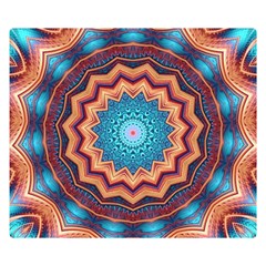 Blue Feather Mandala Double Sided Flano Blanket (small) 