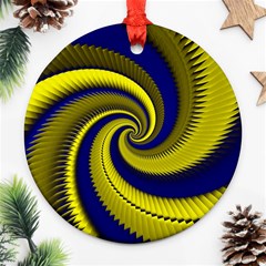 Blue Gold Dragon Spiral Ornament (round) by designworld65