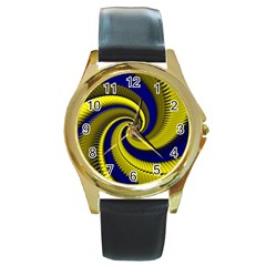 Blue Gold Dragon Spiral Round Gold Metal Watch by designworld65