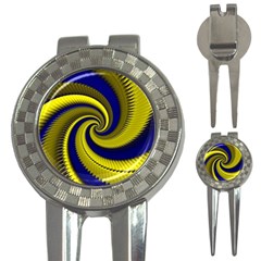 Blue Gold Dragon Spiral 3-in-1 Golf Divots by designworld65