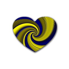 Blue Gold Dragon Spiral Rubber Coaster (heart)  by designworld65