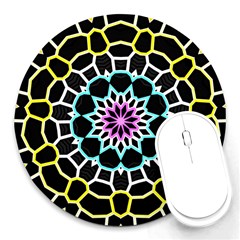 Colored Window Mandala Round Mousepads by designworld65