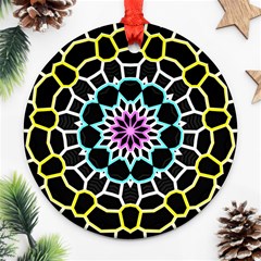 Colored Window Mandala Ornament (round) by designworld65