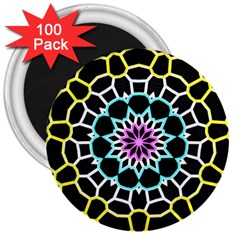 Colored Window Mandala 3  Magnets (100 Pack) by designworld65