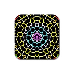 Colored Window Mandala Rubber Square Coaster (4 Pack)  by designworld65