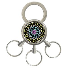 Colored Window Mandala 3-ring Key Chains by designworld65