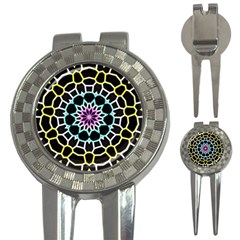 Colored Window Mandala 3-in-1 Golf Divots by designworld65