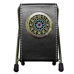 Colored Window Mandala Pen Holder Desk Clocks by designworld65