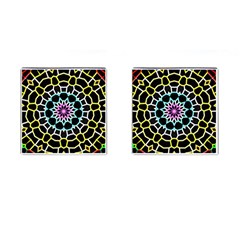 Colored Window Mandala Cufflinks (square) by designworld65