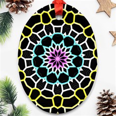 Colored Window Mandala Oval Ornament (two Sides)