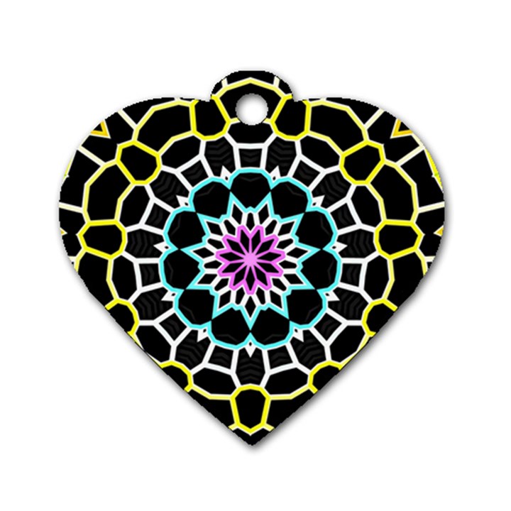 Colored Window Mandala Dog Tag Heart (Two Sides)