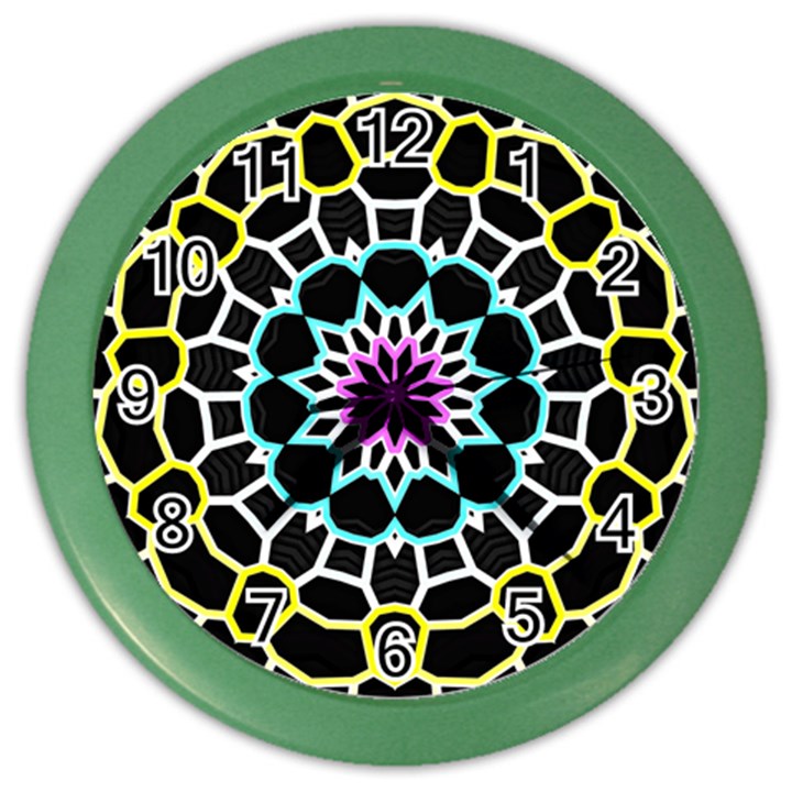 Colored Window Mandala Color Wall Clocks