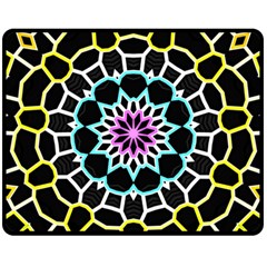 Colored Window Mandala Fleece Blanket (medium)  by designworld65