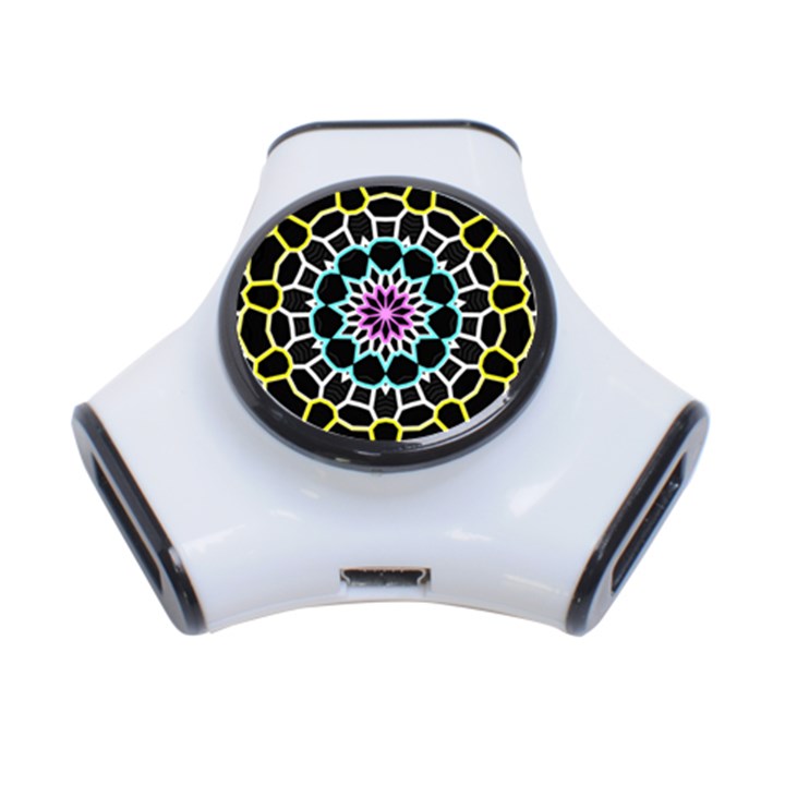 Colored Window Mandala 3-Port USB Hub