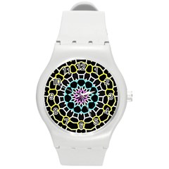 Colored Window Mandala Round Plastic Sport Watch (m) by designworld65