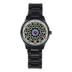 Colored Window Mandala Stainless Steel Round Watch by designworld65