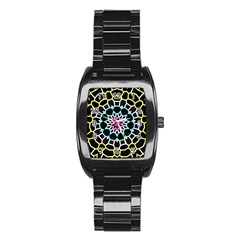 Colored Window Mandala Stainless Steel Barrel Watch by designworld65