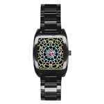 Colored Window Mandala Stainless Steel Barrel Watch Front