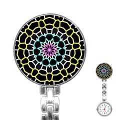 Colored Window Mandala Stainless Steel Nurses Watch by designworld65