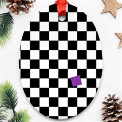 Dropout Purple Check Ornament (oval)