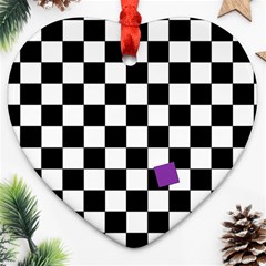 Dropout Purple Check Ornament (heart) by designworld65