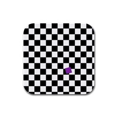 Dropout Purple Check Rubber Square Coaster (4 Pack)  by designworld65