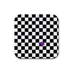 Dropout Purple Check Rubber Square Coaster (4 pack)  Front