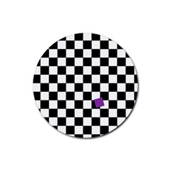 Dropout Purple Check Rubber Round Coaster (4 Pack)  by designworld65