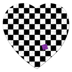 Dropout Purple Check Jigsaw Puzzle (heart) by designworld65