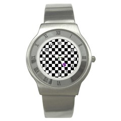 Dropout Purple Check Stainless Steel Watch by designworld65