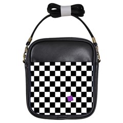 Dropout Purple Check Girls Sling Bags