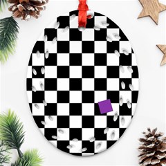 Dropout Purple Check Oval Filigree Ornament (two Sides)