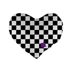 Dropout Purple Check Standard 16  Premium Heart Shape Cushions by designworld65