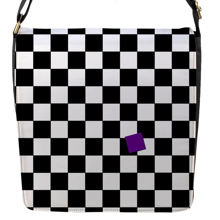 Dropout Purple Check Flap Messenger Bag (S)