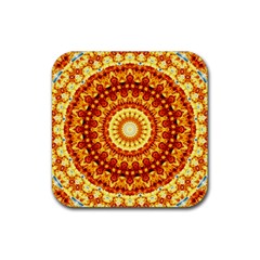 Powerful Love Mandala Rubber Coaster (square)  by designworld65