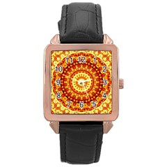 Powerful Love Mandala Rose Gold Leather Watch  by designworld65