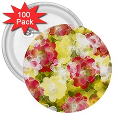 Flower Power 3  Buttons (100 Pack) 