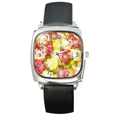 Flower Power Square Metal Watch