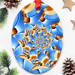 Gold Blue Bubbles Spiral Ornament (oval)