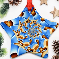 Gold Blue Bubbles Spiral Ornament (star)