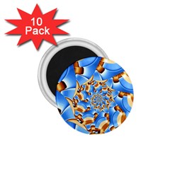 Gold Blue Bubbles Spiral 1 75  Magnets (10 Pack)  by designworld65