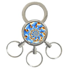 Gold Blue Bubbles Spiral 3-ring Key Chains by designworld65