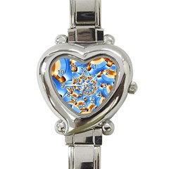 Gold Blue Bubbles Spiral Heart Italian Charm Watch by designworld65